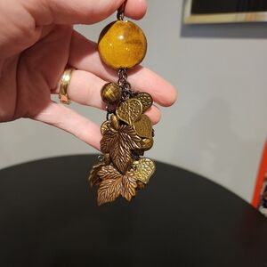 Bronze And Brown Leaf Bag Charm